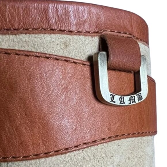 L.A.M.B. Suede & Leather Wedge Boots — Size 6 - Picture 11 of 14